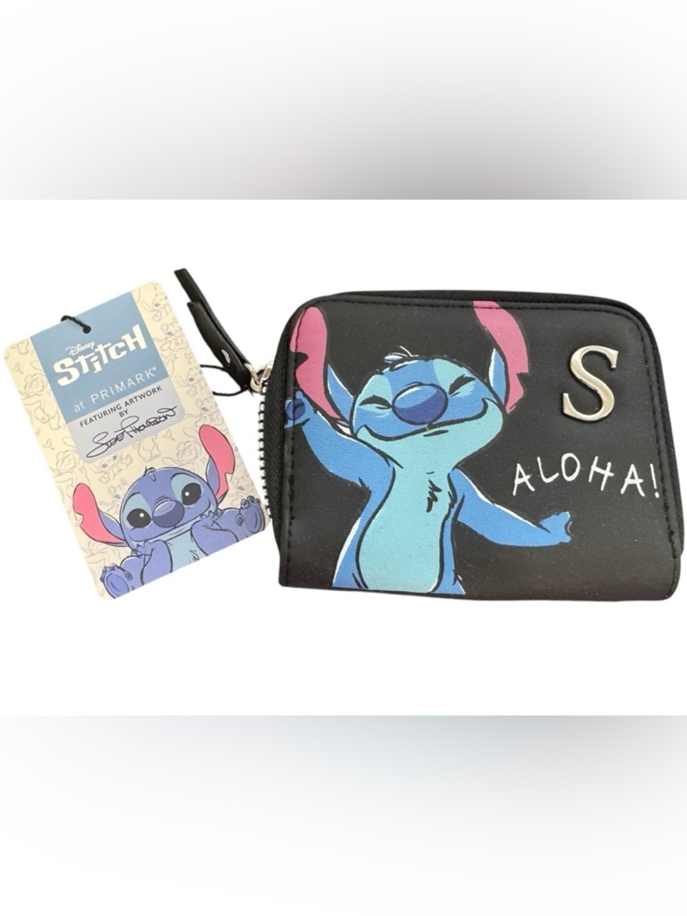 NWT Disney Stitch Primark "Aloha" Initial S Wallet - Sue Thompson Art Edition